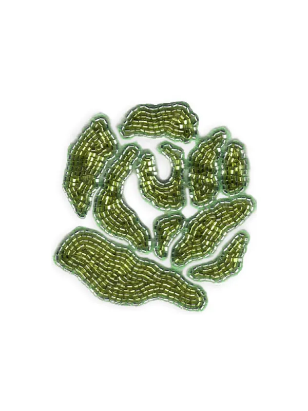 Beaded Green Rose Patch made by Lingua Franca NYC