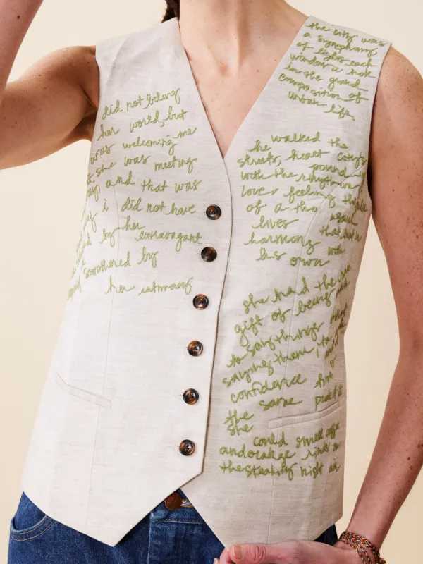 Waverly Linen Vest made by Lingua Franca NYC