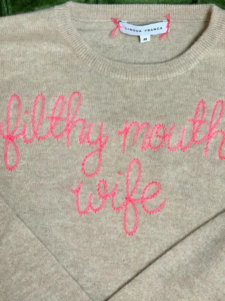 "filthy mouthed wife" Crewneck sold by Lingua Franca NYC product image thumbnail 2