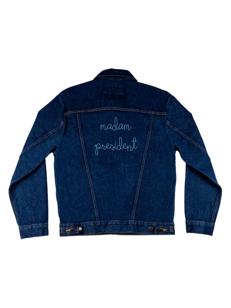 "madam president" Adult Wrangler® Jacket sold by Lingua Franca NYC product image thumbnail 2
