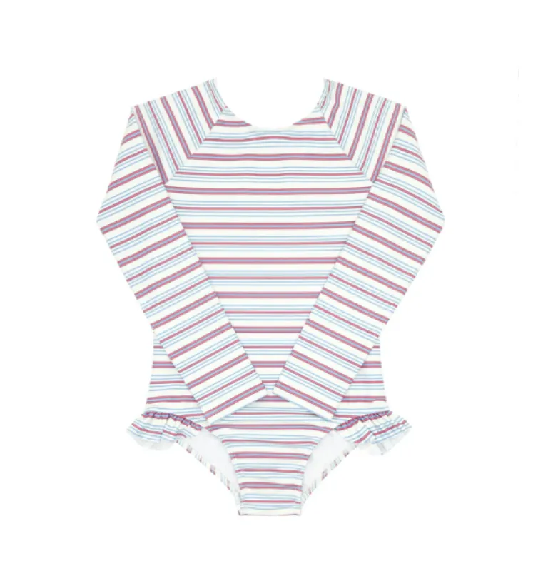 girls vintage stripe rashguard one piece sold by Lingua Franca NYC