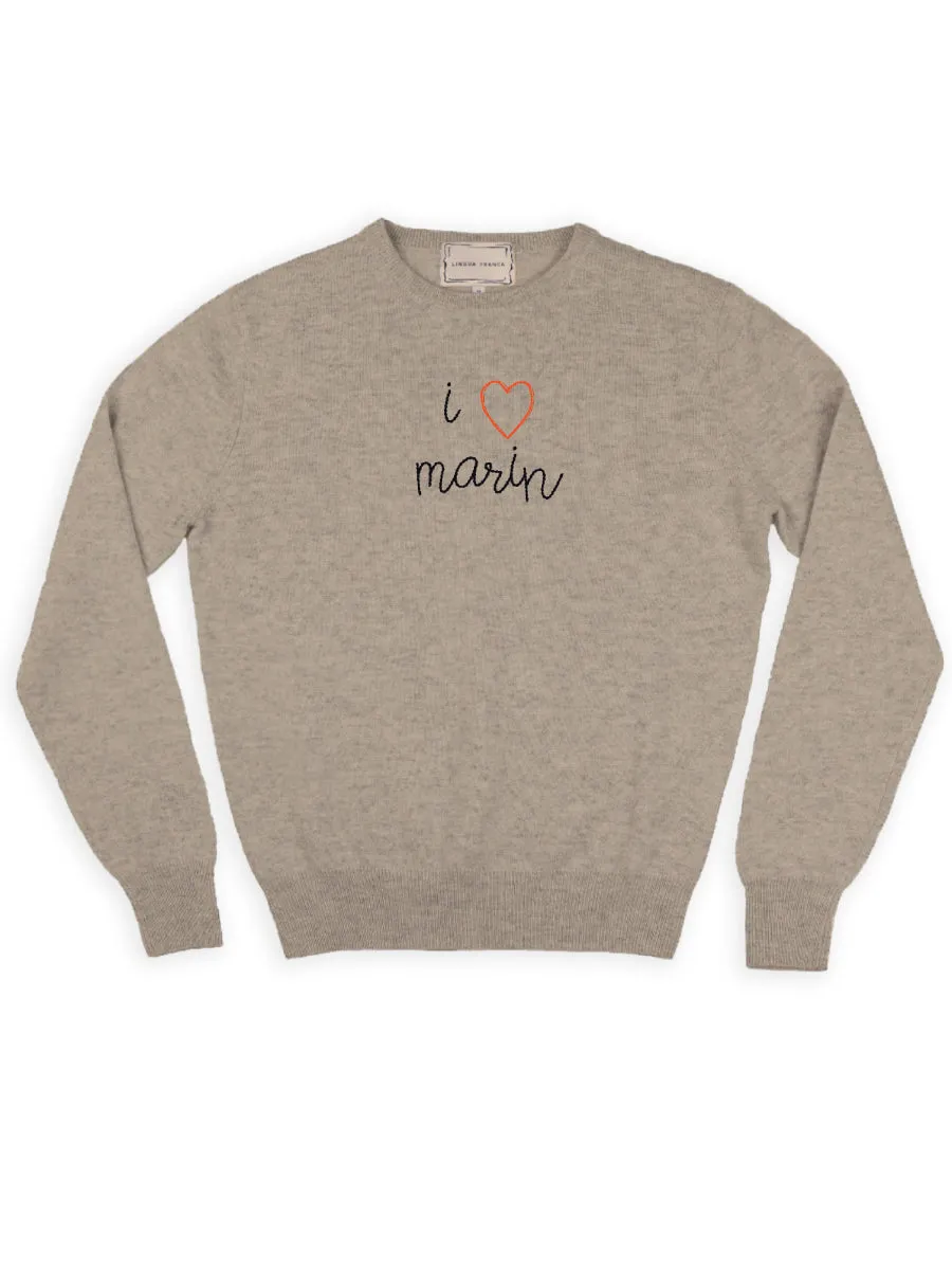 "i heart marin" Crewneck sold by Lingua Franca NYC product image thumbnail 3