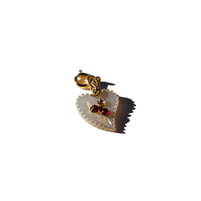 Vintage Mother of Pearl Heart Charm sold by Lingua Franca NYC