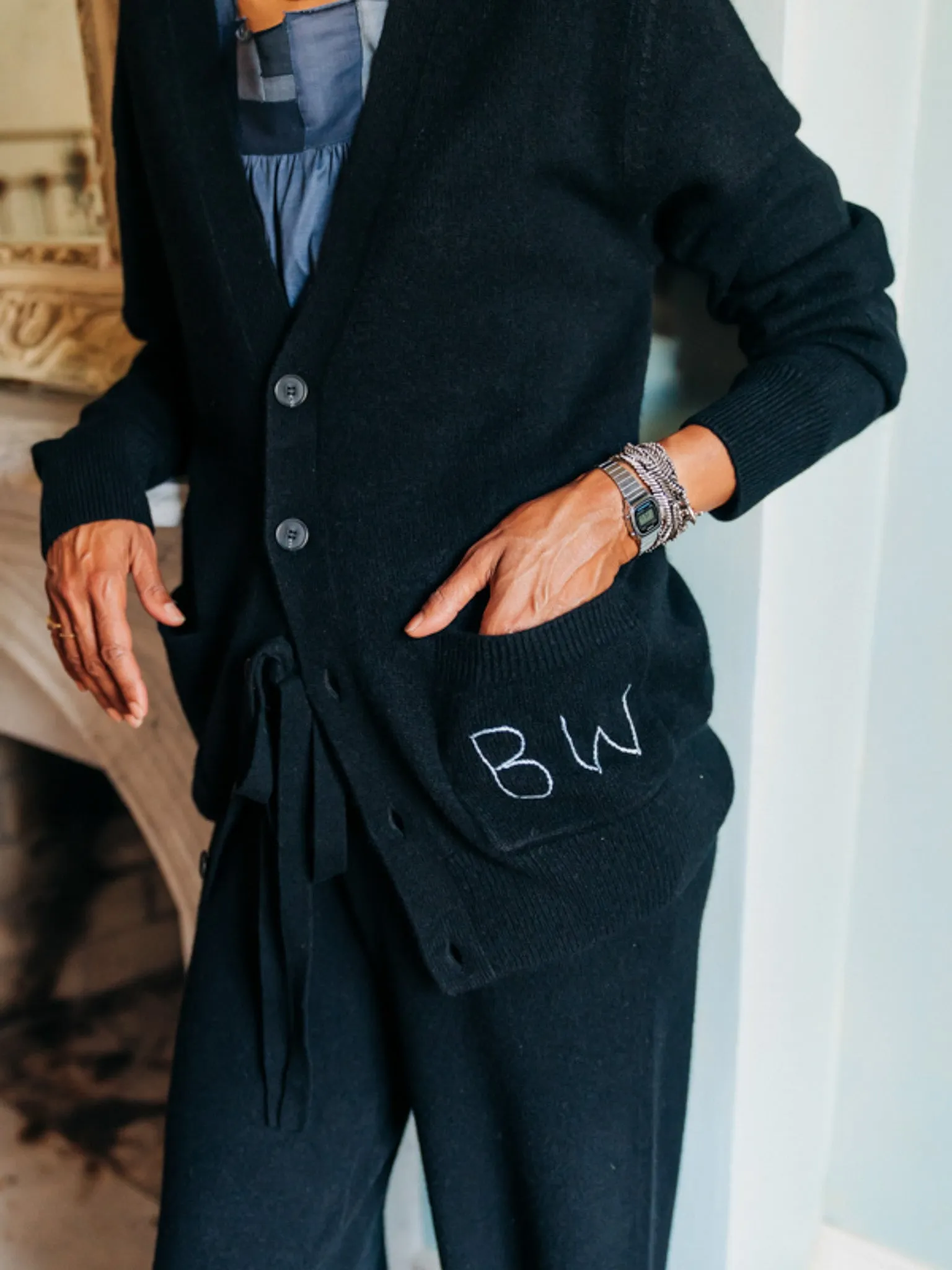 Oversized Pocket Cardigan, Sans Stitching sold by Lingua Franca NYC