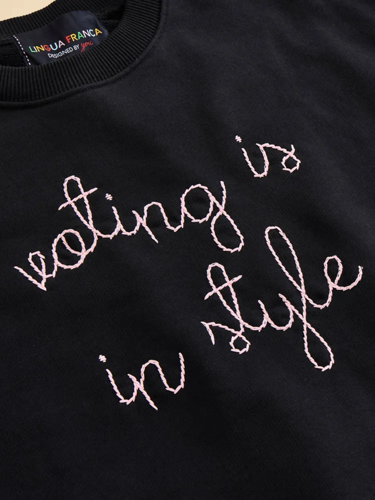 "voting is in style" Women's Sweatshirt sold by Lingua Franca NYC product image thumbnail 4