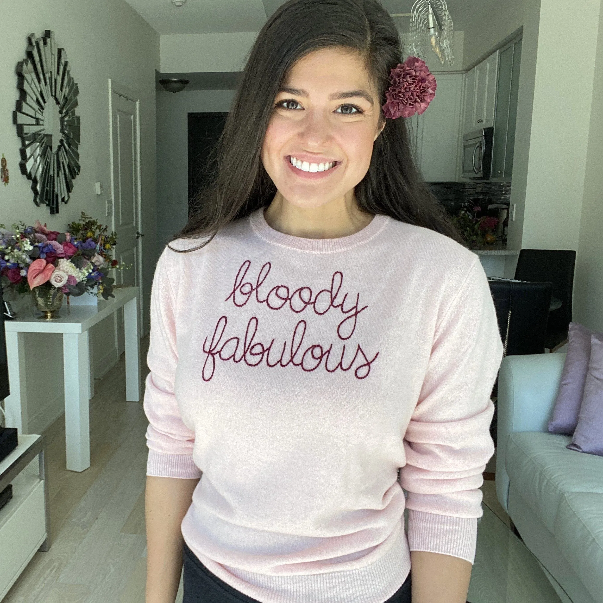 "bloody fabulous" Women's Crewneck sold by Lingua Franca NYC product image thumbnail 3