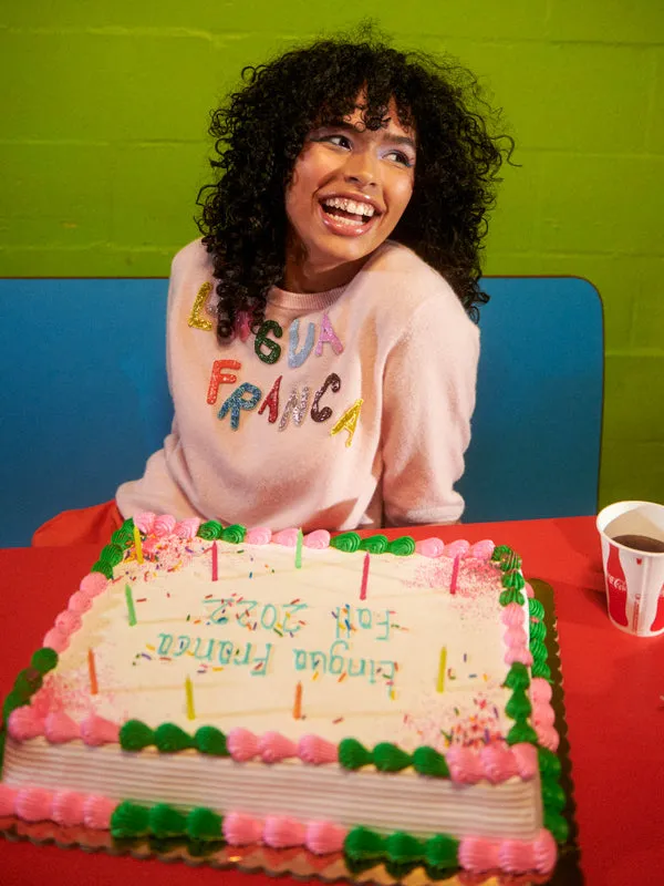 Beaded Lingua Franca Crewneck sold by Lingua Franca NYC