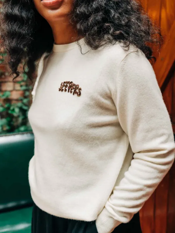 Beaded Jeepers Crewneck sold by Lingua Franca NYC