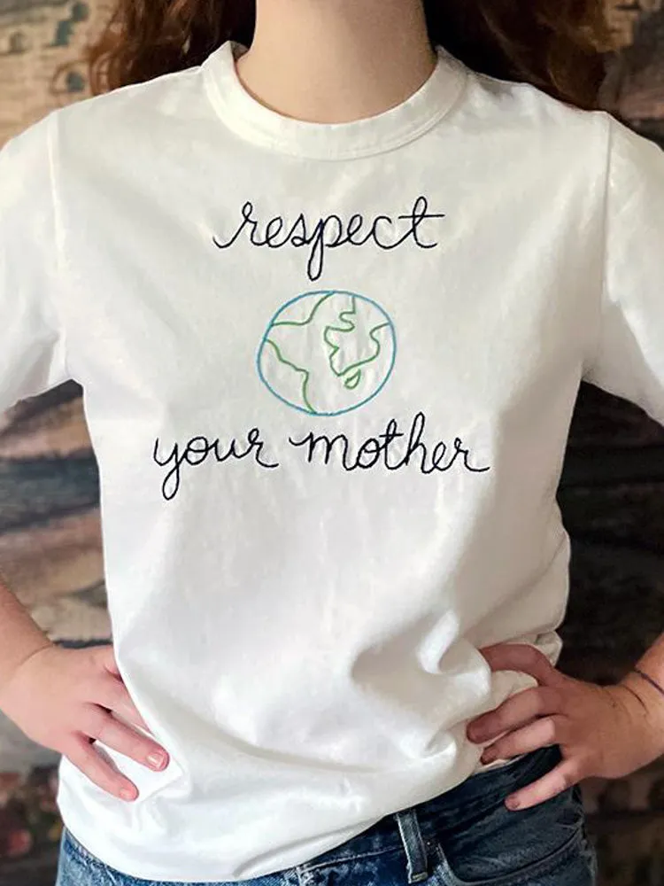 "respect your mother" Short Sleeve T-shirt sold by Lingua Franca NYC product image thumbnail 2