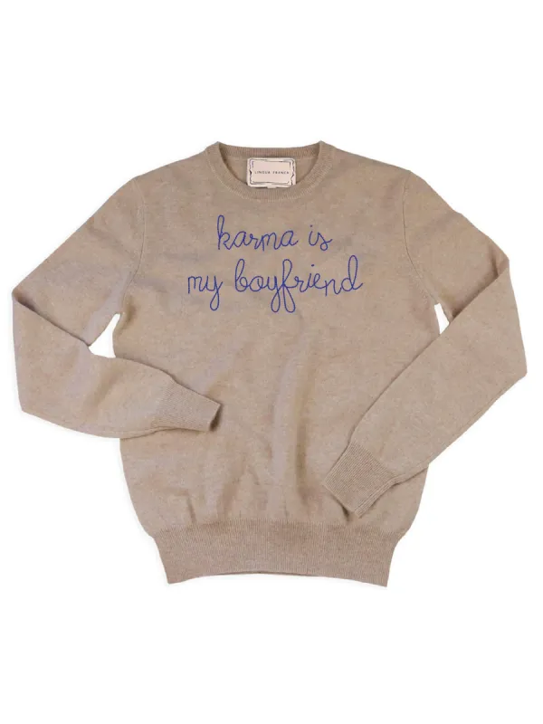 "karma is my boyfriend" Crewneck sold by Lingua Franca NYC