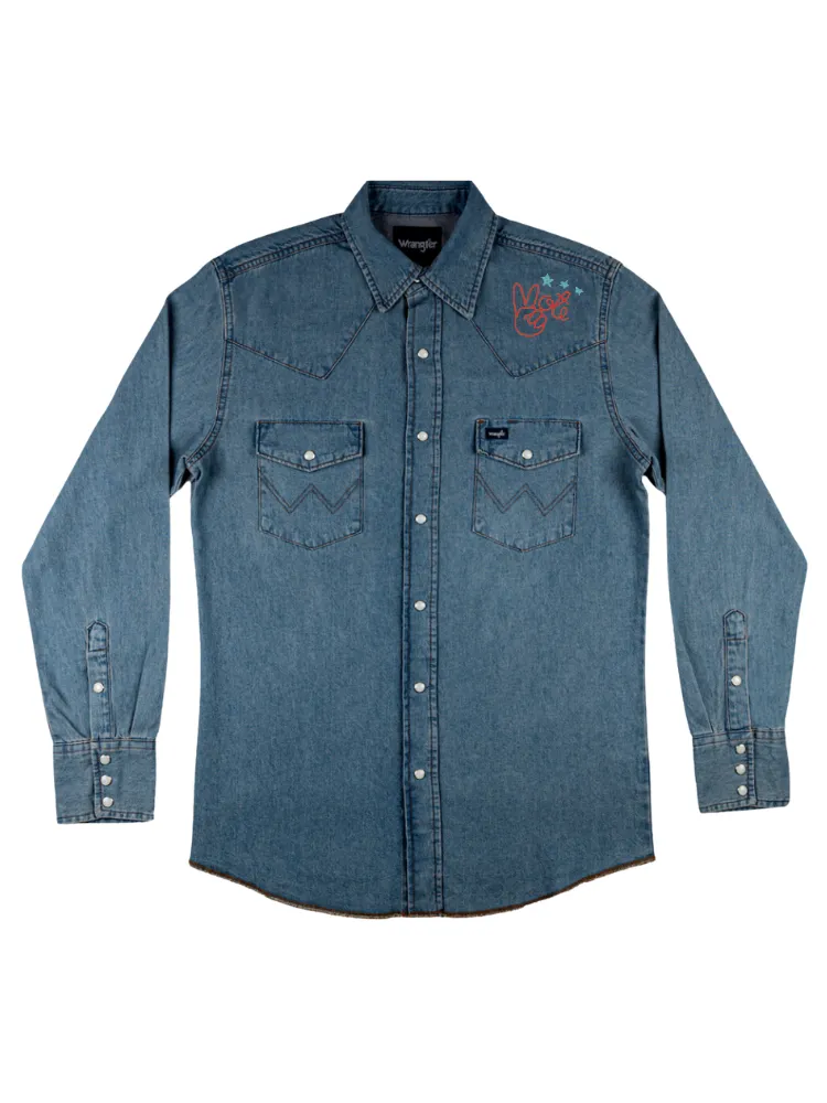 Peace and Vote Men's Wrangler® Shirt sold by Lingua Franca NYC