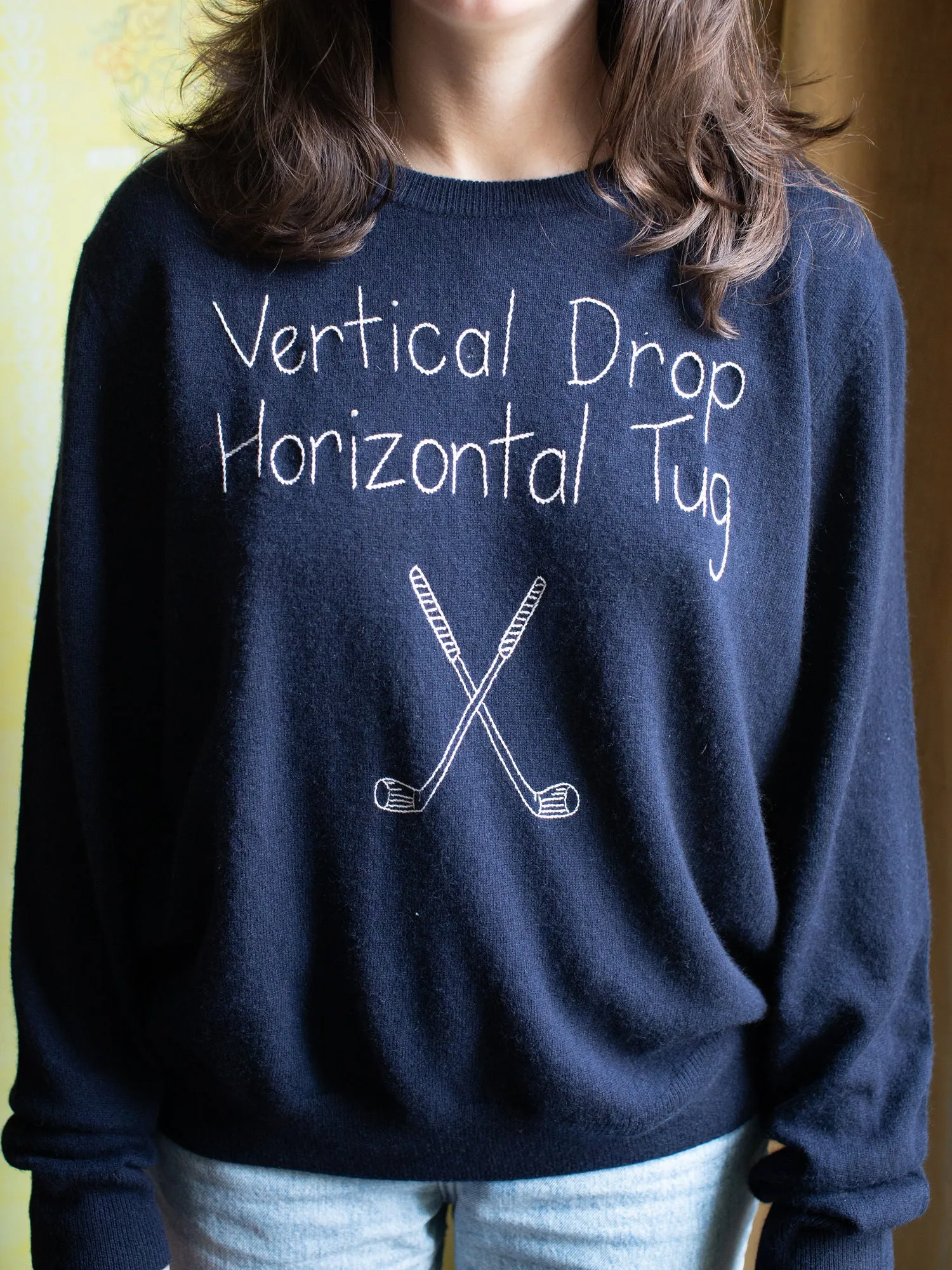 "vertical drop horizontal tug" Crewneck sold by Lingua Franca NYC product image thumbnail 3