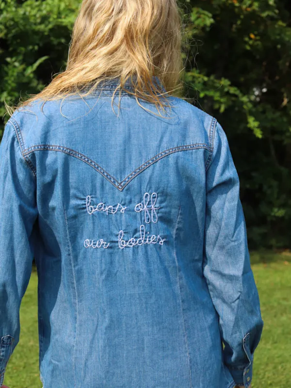 "bans off our bodies" Women's Wrangler® Shirt sold by Lingua Franca NYC