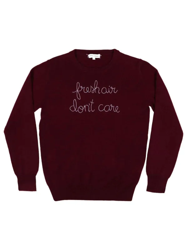 "fresh air don't care" Crewneck sold by Lingua Franca NYC