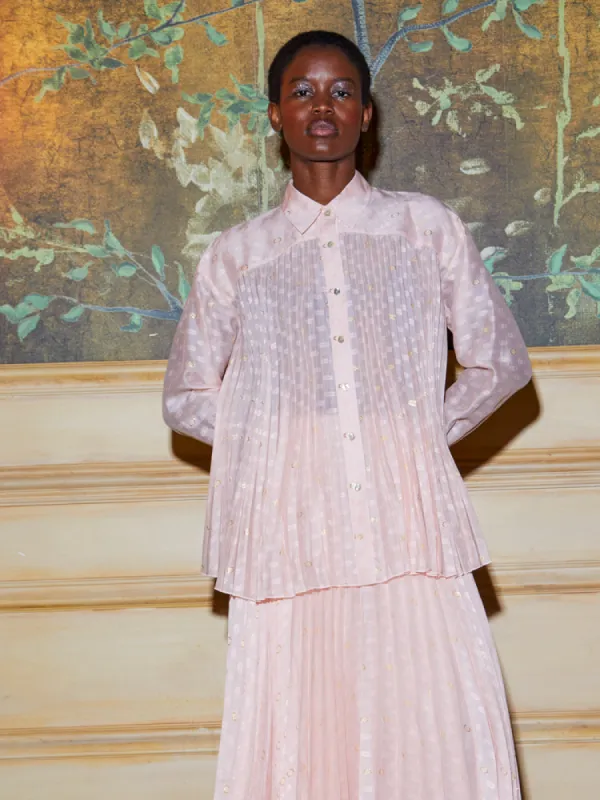 Debbie Pleated Shirt made by Lingua Franca NYC
