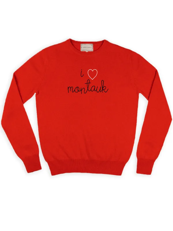 "i heart montauk" Women's Crewneck sold by Lingua Franca NYC