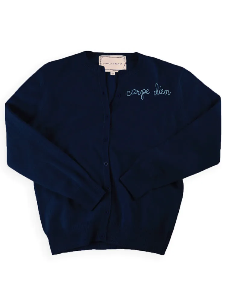 "carpe diem" Cardigan sold by Lingua Franca NYC product image thumbnail 3