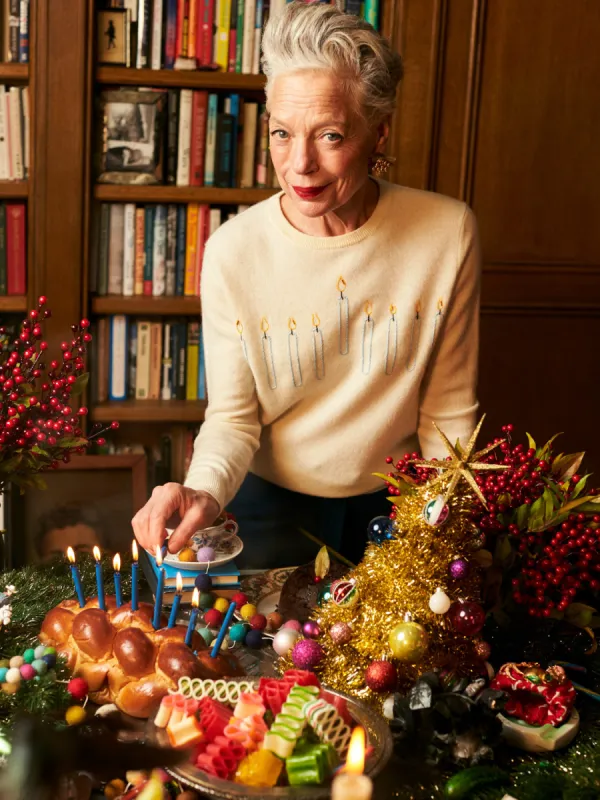 Menorah Wool Cashmere Crewneck sold by Lingua Franca NYC