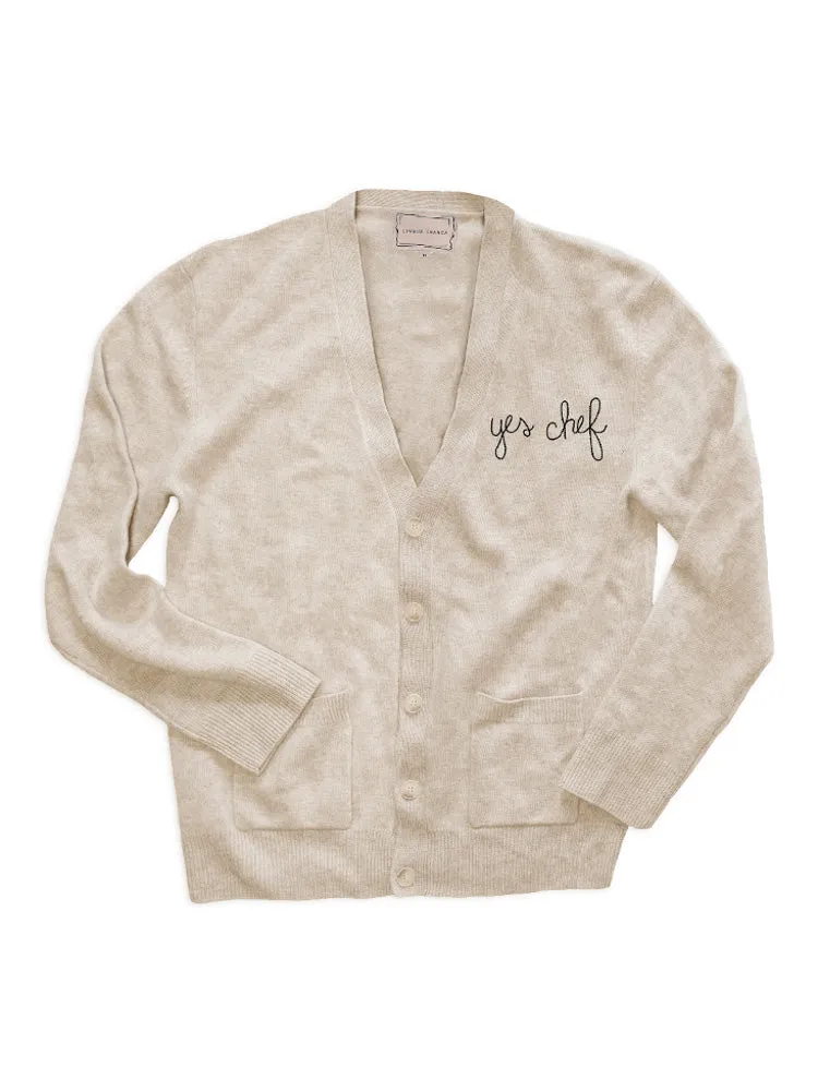 "yes chef" Oversized Cardigan sold by Lingua Franca NYC product image thumbnail 4