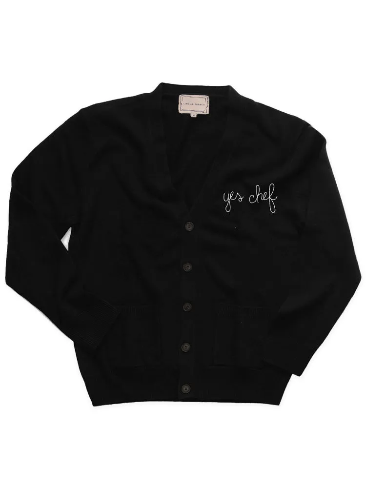 "yes chef" Oversized Cardigan sold by Lingua Franca NYC product image thumbnail 3