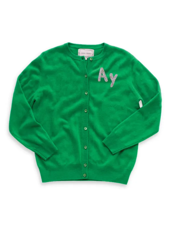 Custom Patch Cardigan sold by Lingua Franca NYC