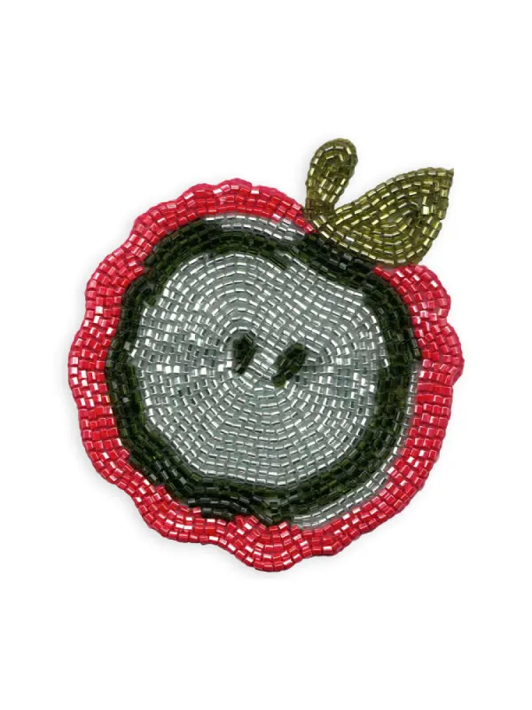 Beaded Red Apple Patch made by Lingua Franca NYC