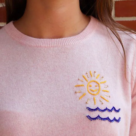 Beaded Sun and Waves Crewneck sold by Lingua Franca NYC product image thumbnail 5