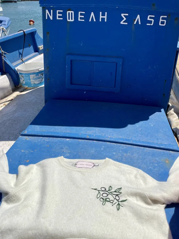 Opa! Crewneck sold by Lingua Franca NYC