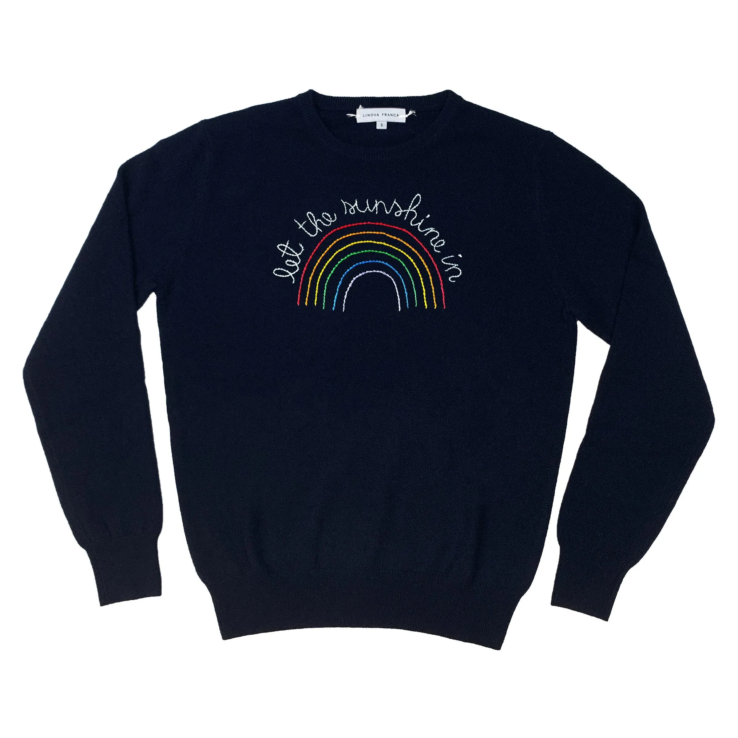 "let the sunshine in" Women's Crewneck sold by Lingua Franca NYC product image thumbnail 2