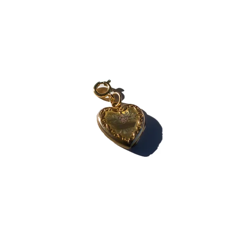 Vintage Engraved Heart Locket Charm sold by Lingua Franca NYC