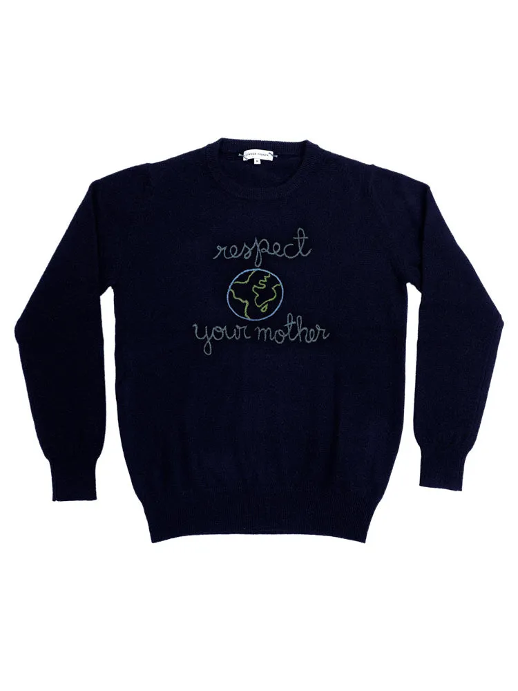 "respect your mother" Crewneck sold by Lingua Franca NYC product image thumbnail 3