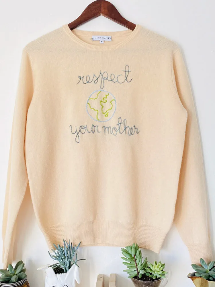 "respect your mother" Crewneck sold by Lingua Franca NYC product image thumbnail 2