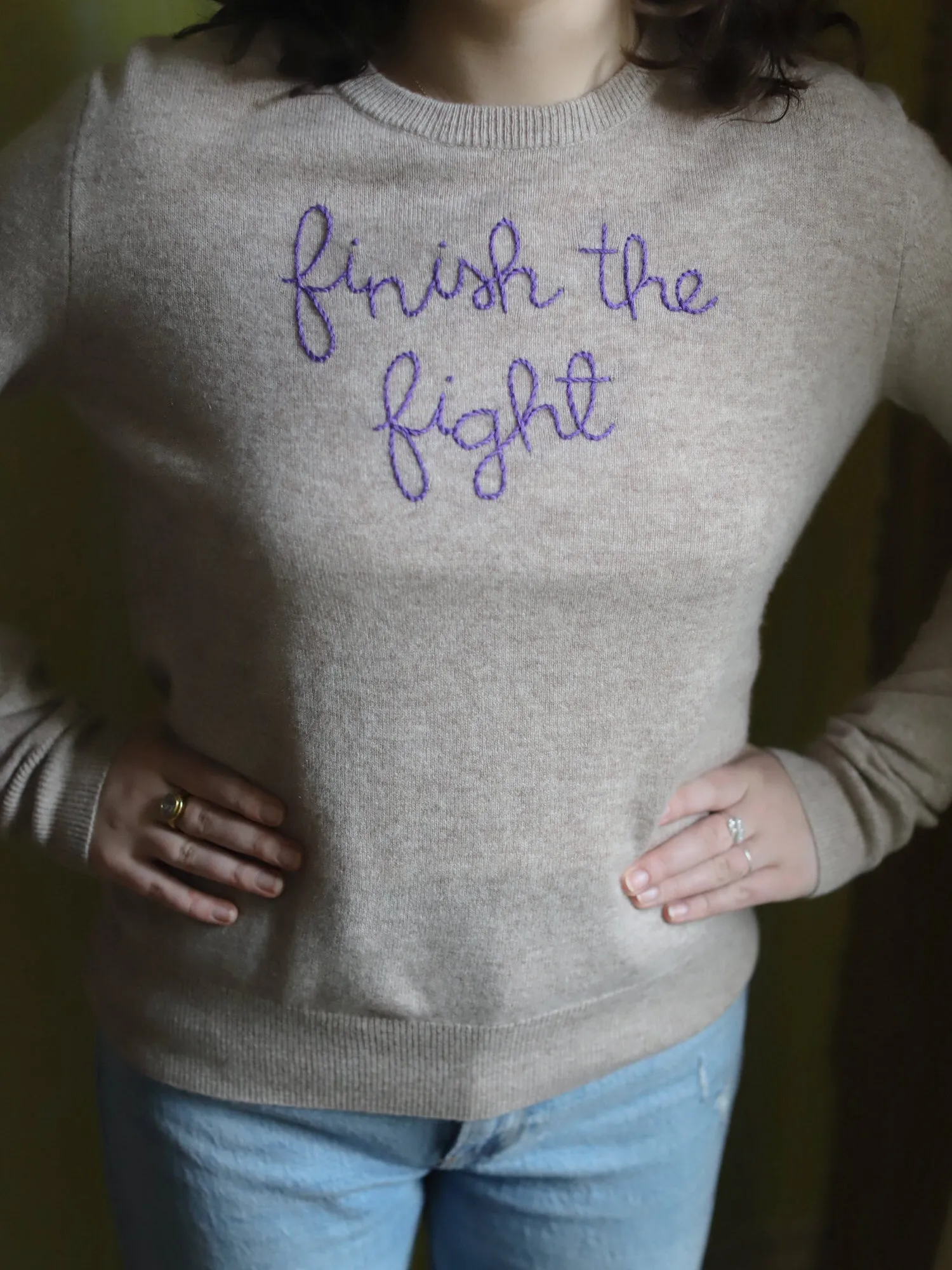 "finish the fight" Crewneck sold by Lingua Franca NYC product image thumbnail 2