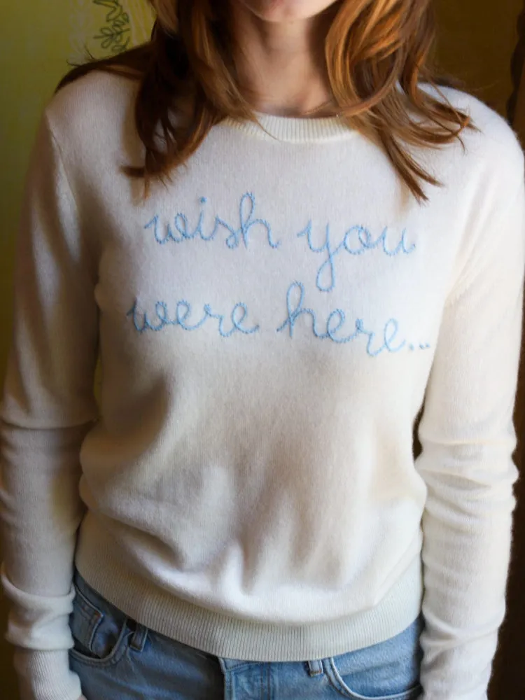 "wish you were here..." Crewneck sold by Lingua Franca NYC