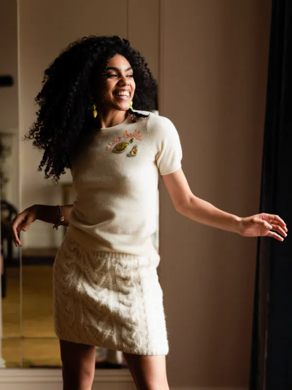 Ciao Bella Beaded Short Sleeve made by Lingua Franca NYC