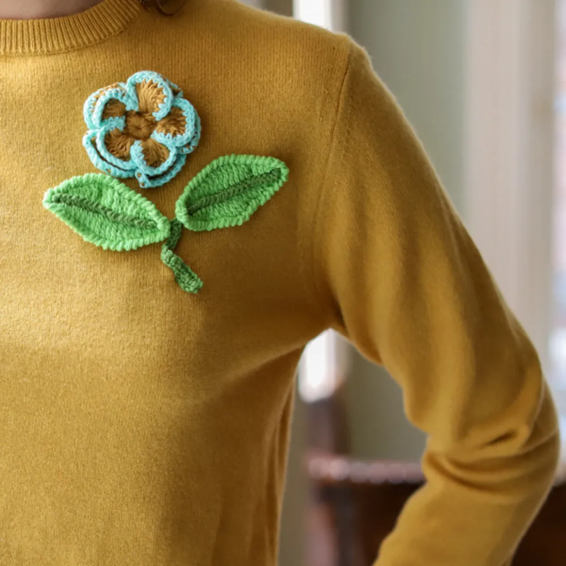Crochet Flowers Crewneck sold by Lingua Franca NYC product image thumbnail 4