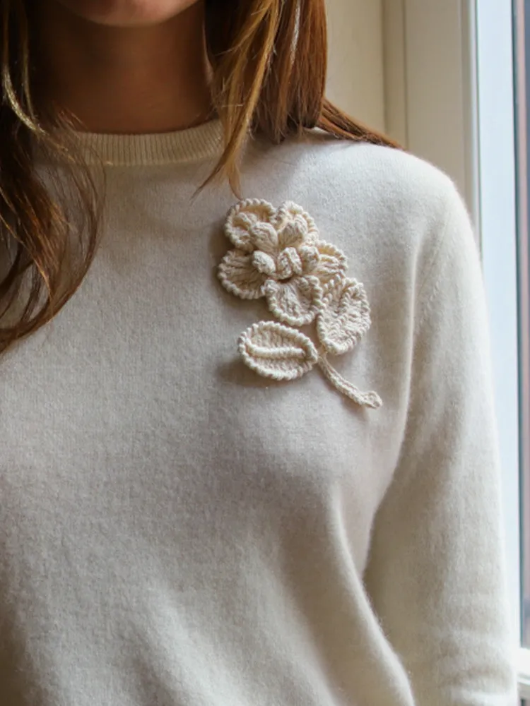Crochet Flowers Crewneck sold by Lingua Franca NYC product image thumbnail 2