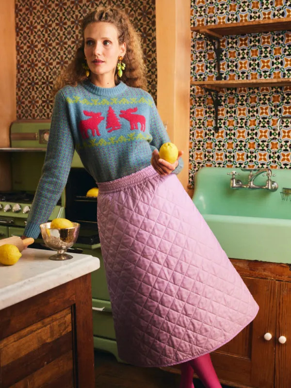 Alma Quilted Midi Skirt made by Lingua Franca NYC