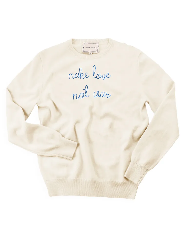 "make love not war" Crewneck sold by Lingua Franca NYC product image thumbnail 4