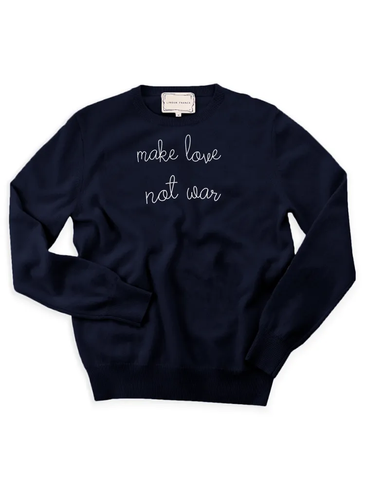 "make love not war" Crewneck sold by Lingua Franca NYC product image thumbnail 2