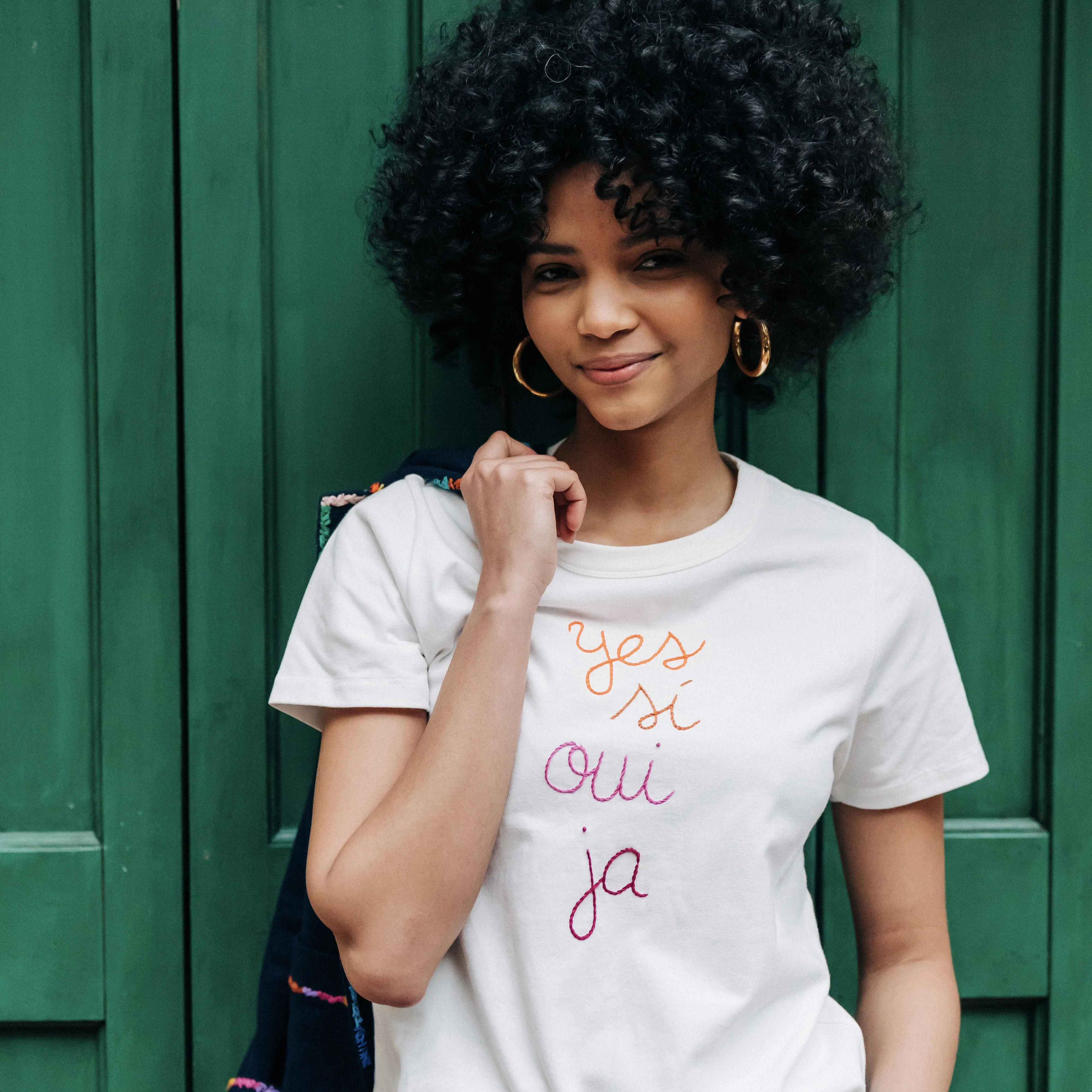 "yes, si, oui, ja" T-Shirt sold by Lingua Franca NYC product image thumbnail 3