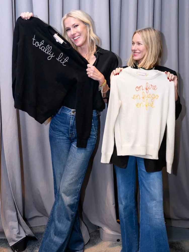 "totally lit" Crewneck sold by Lingua Franca NYC product image thumbnail 3