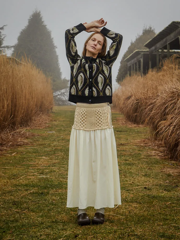 Oyster Jacquard Cardigan sold by Lingua Franca NYC product image thumbnail 4