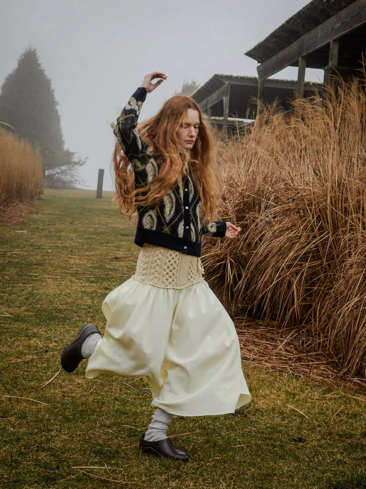 Oyster Jacquard Cardigan sold by Lingua Franca NYC product image thumbnail 2