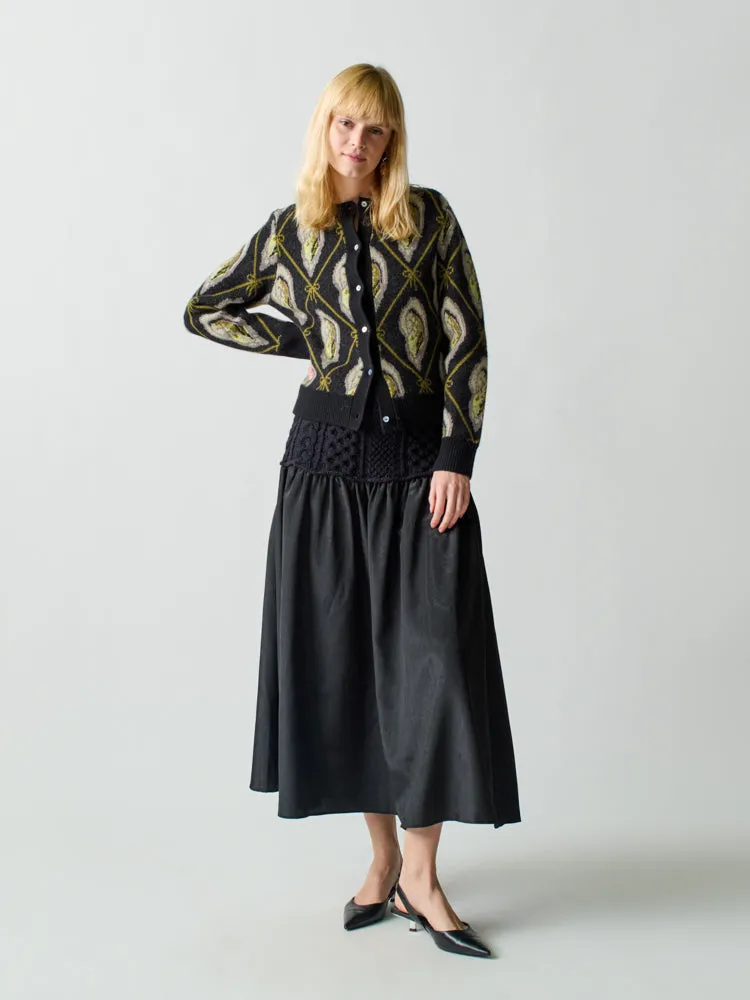 Oyster Jacquard Cardigan sold by Lingua Franca NYC product image thumbnail 5