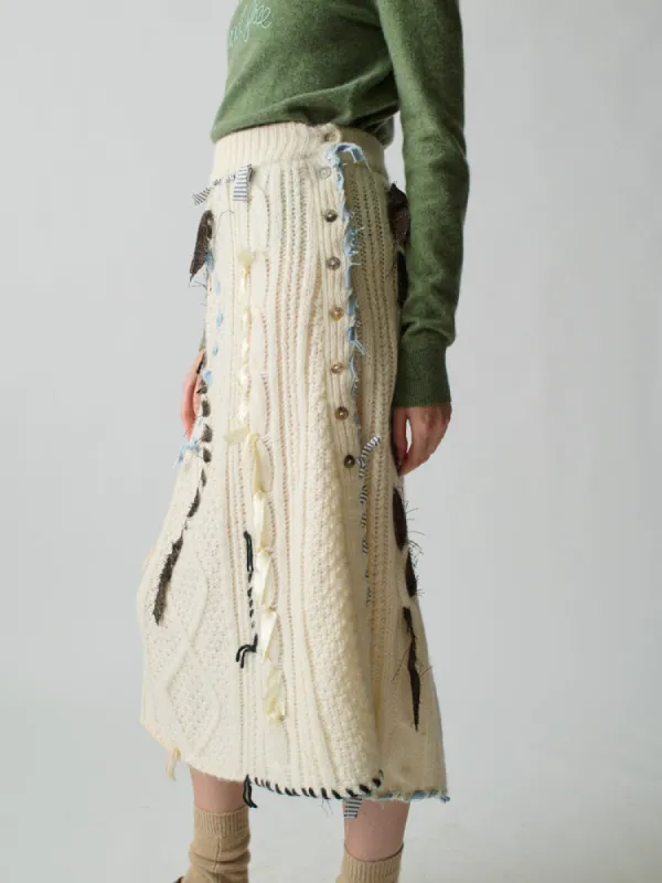 Jade Cable Knit Skirt sold by Lingua Franca NYC