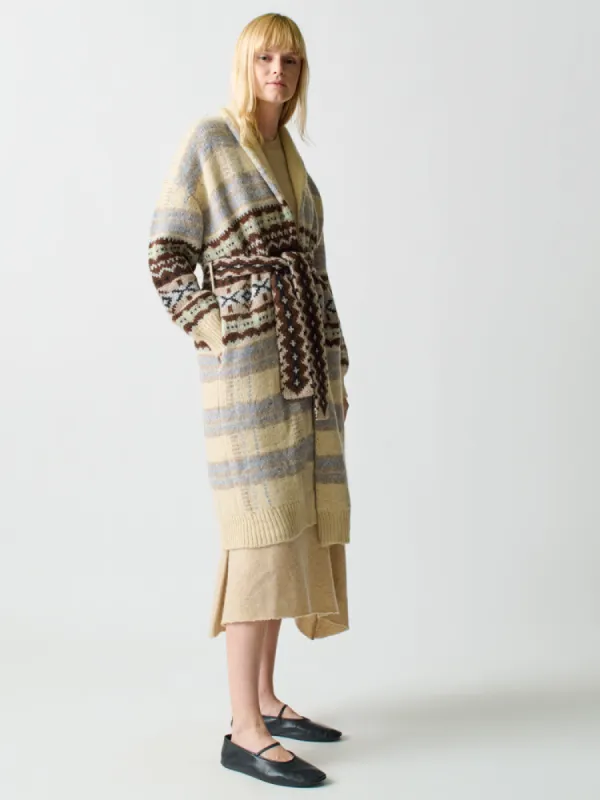 Bianca Plaid Fair Isle Robe made by Lingua Franca NYC
