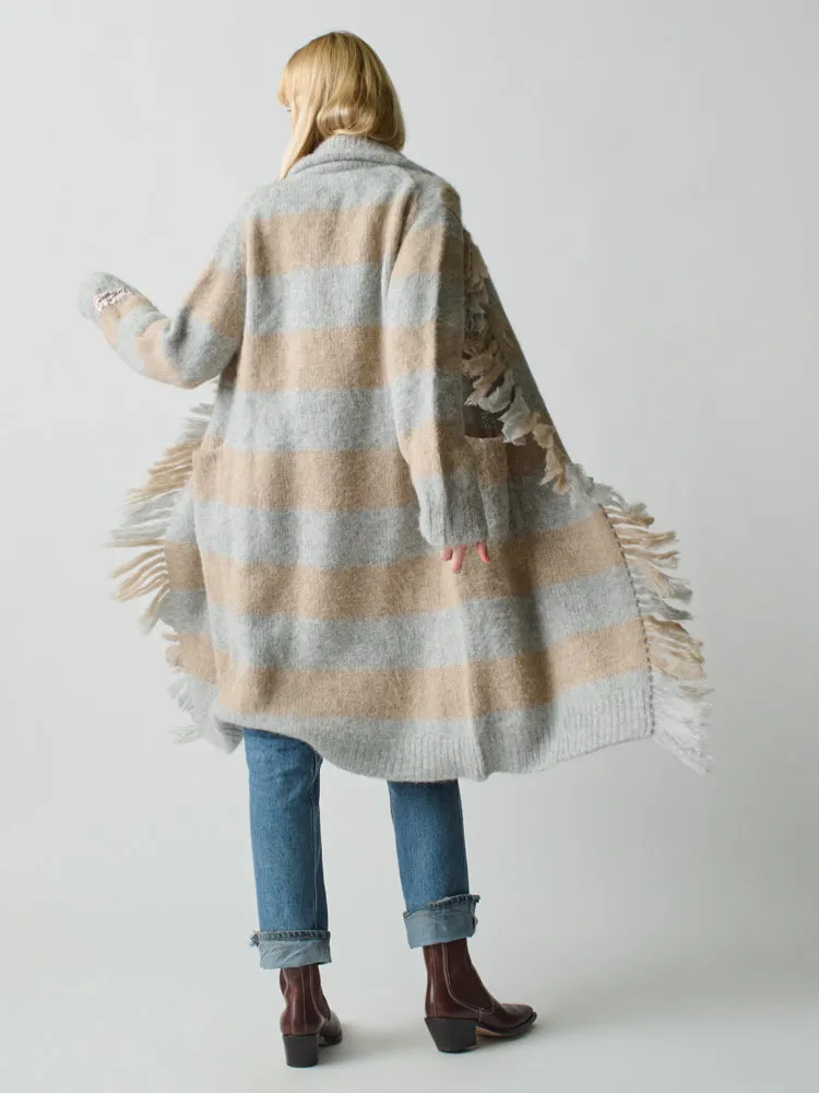 Striped Mavis Fringe Coat sold by Lingua Franca NYC product image thumbnail 4