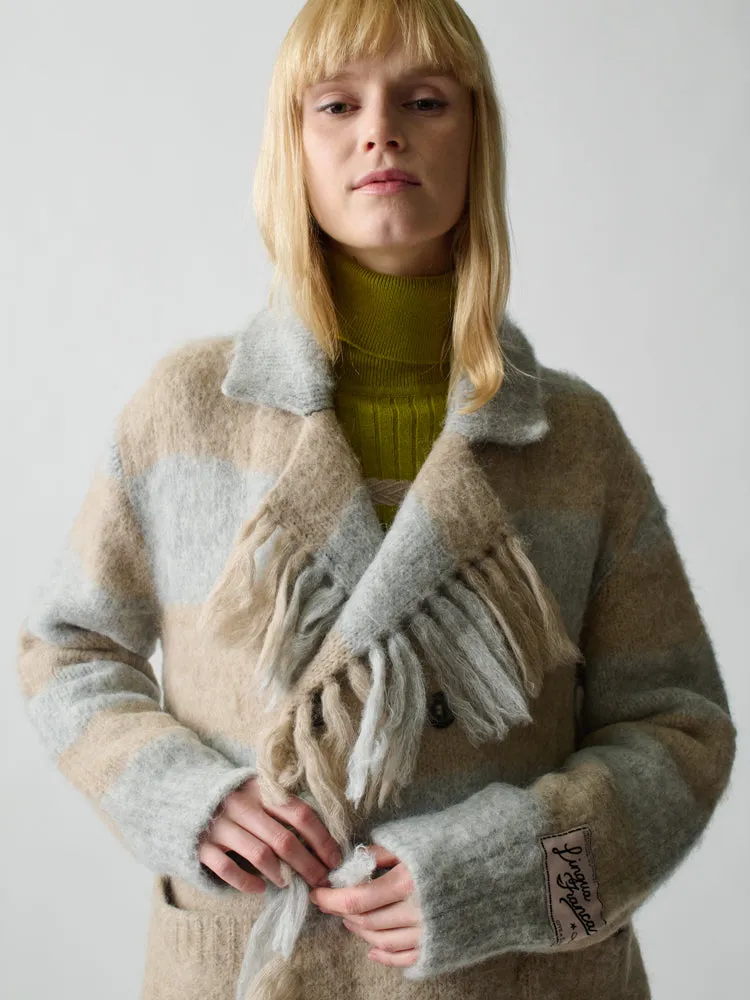 Striped Mavis Fringe Coat sold by Lingua Franca NYC product image thumbnail 2