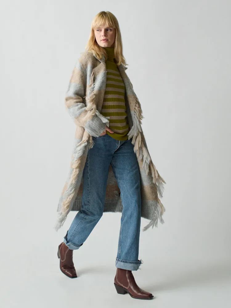 Striped Mavis Fringe Coat sold by Lingua Franca NYC product image thumbnail 5